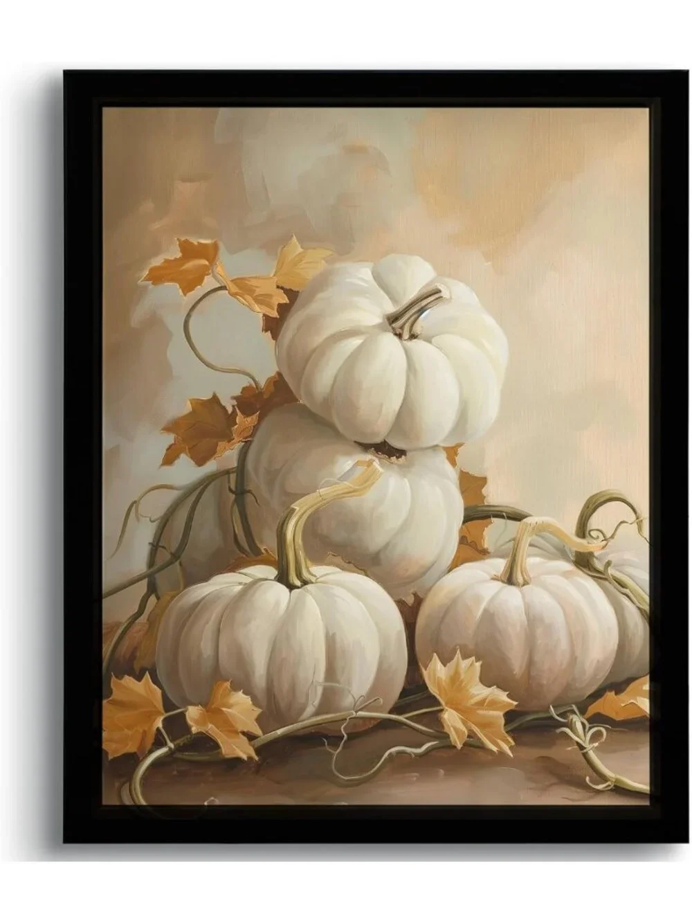 Vintage Fall Pumpkin Wall Art - Framed Autumn Decor for Thanksgiving